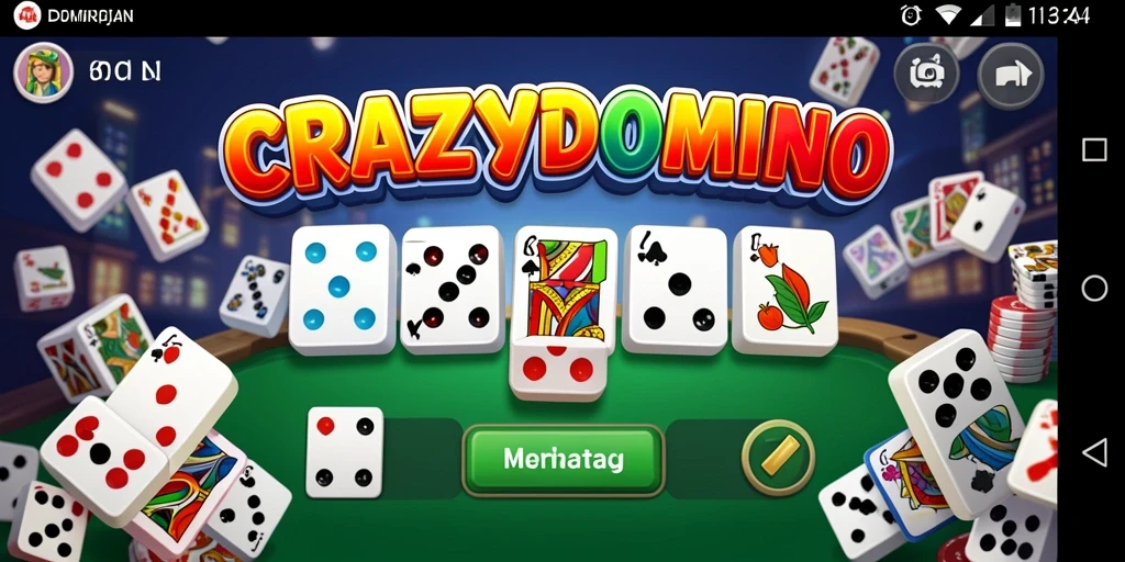 Tampilan gameplay seru dari CRAZYDOMINO saat bermain domino.