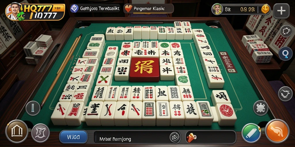 Screenshot gameplay HQ777 yang menunjukkan suasana permainan Mahjong yang memikat.