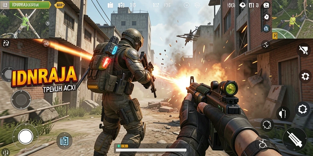Screenshot gameplay <strong>IDNRAJA</strong> menampilkan suasana pertempuran yang mendebarkan.