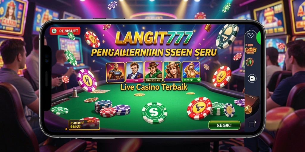 Screenshot LANGIT777 menampilkan dealer dan permainan Live Casino yang seru.