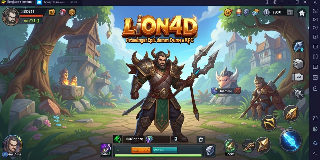 Screenshot LION4D menampilkan pertarungan epik dalam dunia RPG yang fantastis.