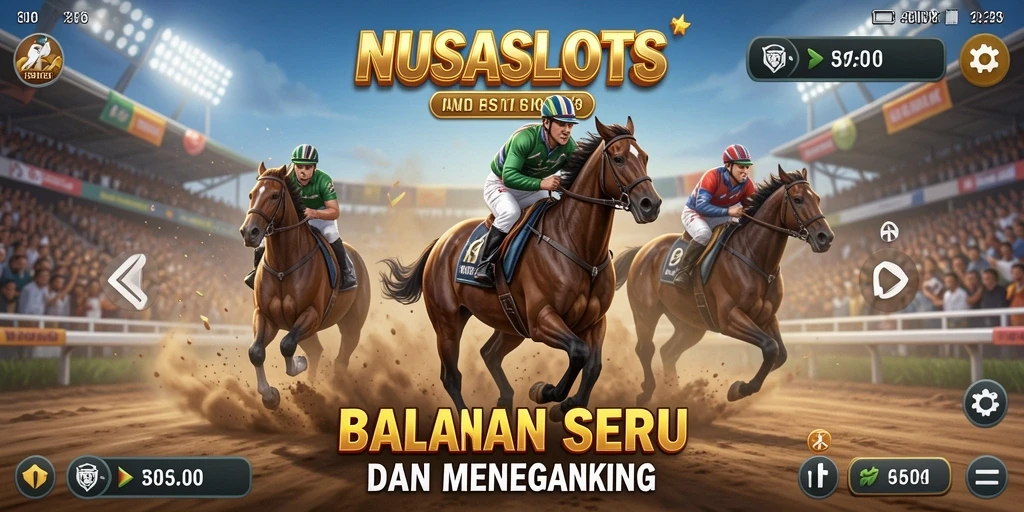 Screenshot gameplay NUSASLOTS yang menunjukkan aksi balapan seru.