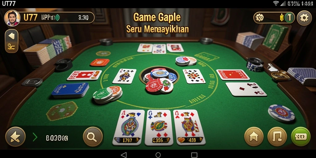 Tampilan gameplay seru di UT77 saat bermain gaple.